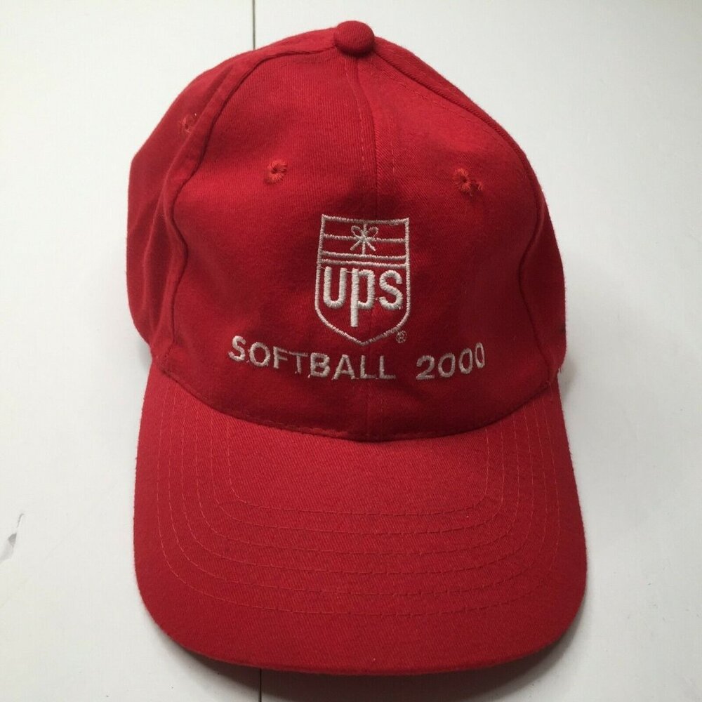 Vintage Head Shot UPS Softball 2000 Red Adjustable Baseball Cap Hat One Size